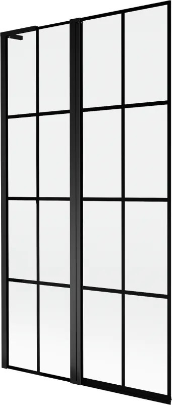 Mexen Mist L schermo per vasca da bagno a 2 ante sinistro 100 x 150 cm, griglia nera, nero - 8A9L-100-011-70-77-L
