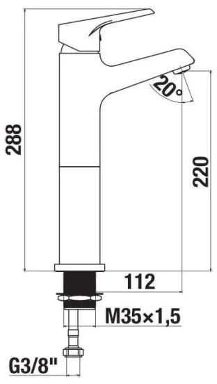 JIKA H3111W80041201 - Rubinetto lavabo CUBE 28,8 cm cromo lucido