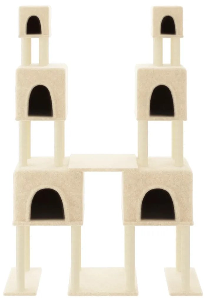 Albero per gatti con tiragraffi in sisal crema 199 cm