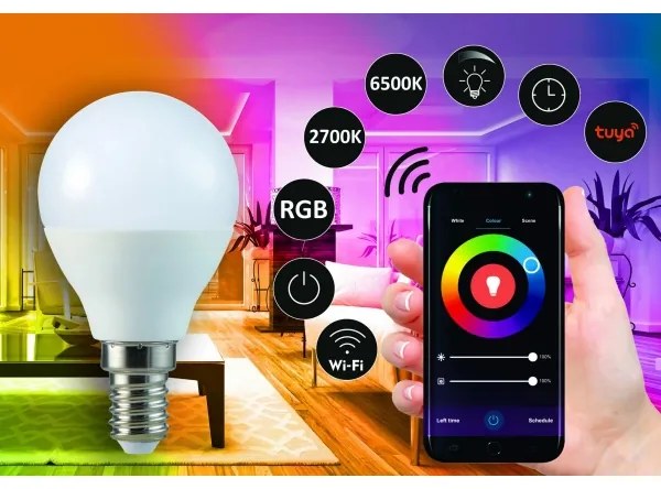 RGB Lampadina LED dimmerabile G45 E14/5,5W/230V 3000-6500K Wi-fi Tuya