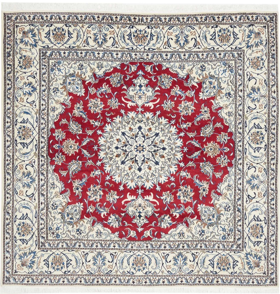 Nain Tappeto 200x190 Rosso (Iran) Annodato A Mano
