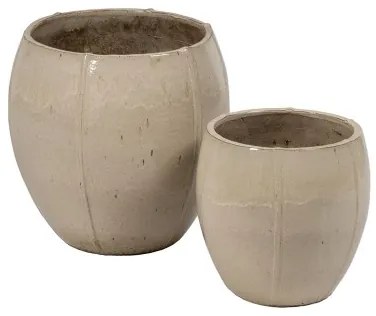 Set di vasi da fiori Crema Ceramica 55 x 55 x 55 cm (2 Unità)