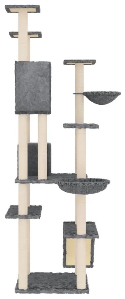 Albero per gatti con tiragraffi in sisal grigio scuro 191 cm