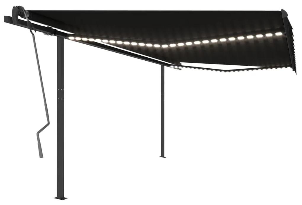 Tenda da Sole Retrattile Manuale con LED 4x3 m Antracite