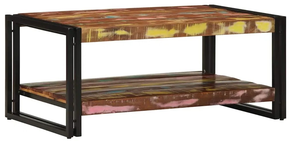 Tavolino Salotto Multicolore 90x50x38cm Legno Massello Recupero /