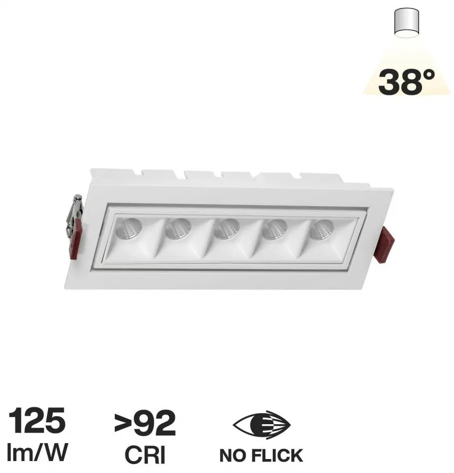 Faro LED da Incasso Bianco 12W, Orientabile, Foro 155x55mm Colore Bianco Caldo 3.000K