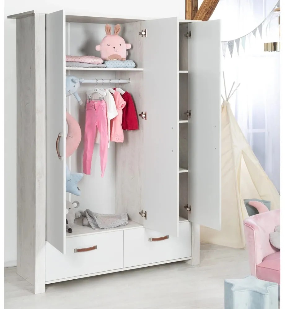 Armadio per bambini grigio chiaro 136x190 cm Mila - Roba
