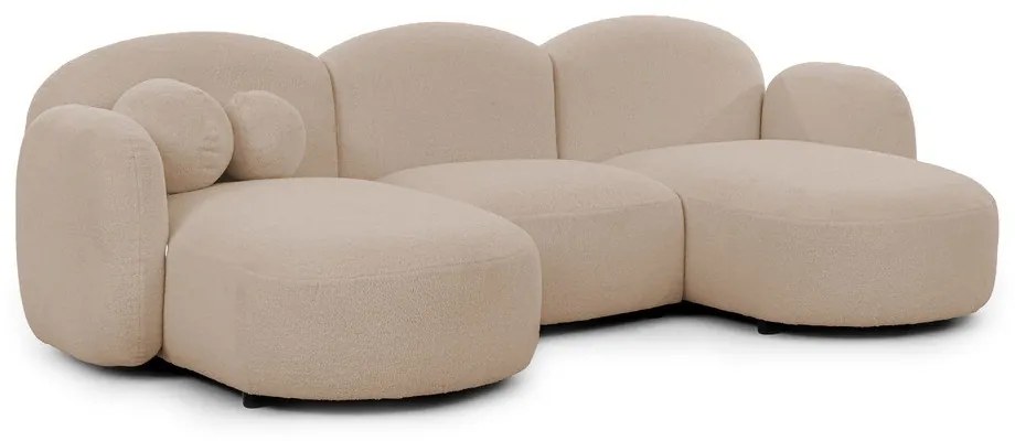 Divano angolare marrone chiaro (a U) con rivestimento in bouclé Orbit – Ropez