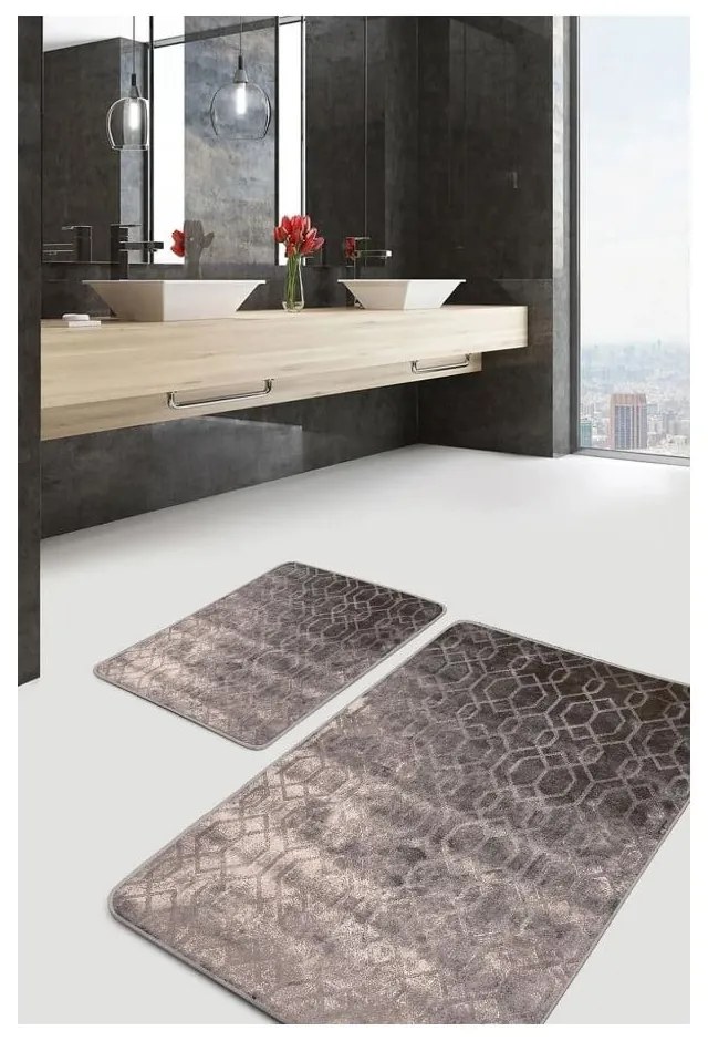 Set di tappetini per il bagno grigi in velluto 2 pz 60x100 cm – Mila Home