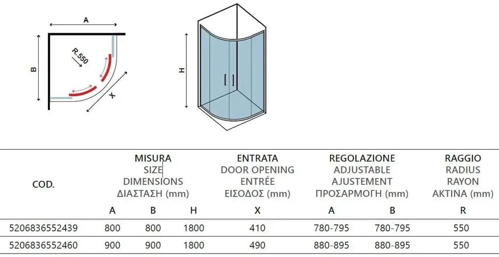 Box Doccia Semicircolare H180 Cristallo 6mm Serigrafato - New Flora 200