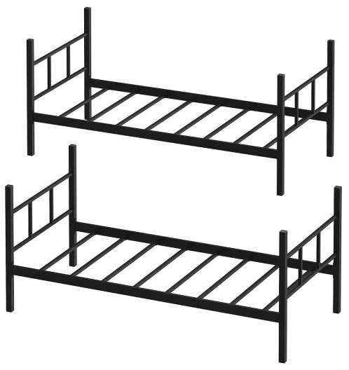 Letto a castello in metallo MAVEN 90x200 cm, nero, portata 2x100 kg