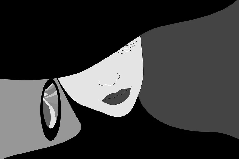 Carta da parati – Nobildonna in bianco e nero con cappello