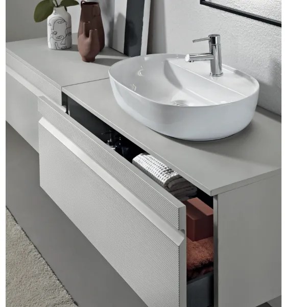 Cassetto sospeso portalavabo da bagno in PVC 100 cm RIO Grigio