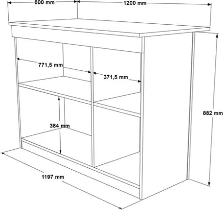 Isola Centrale Cucina 120 Cm Con Ante E Ripiani Dorian Bianca