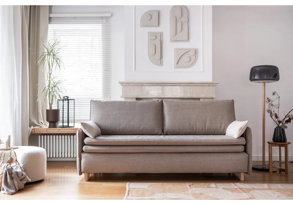 Divano letto marrone chiaro 207 cm Simon - Miuform