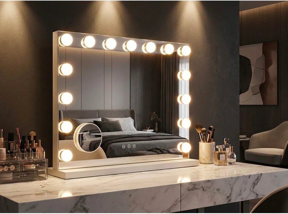 Specchio da parete con illuminazione/con ripiano 55x43 cm Hollywood – Mauro Ferretti