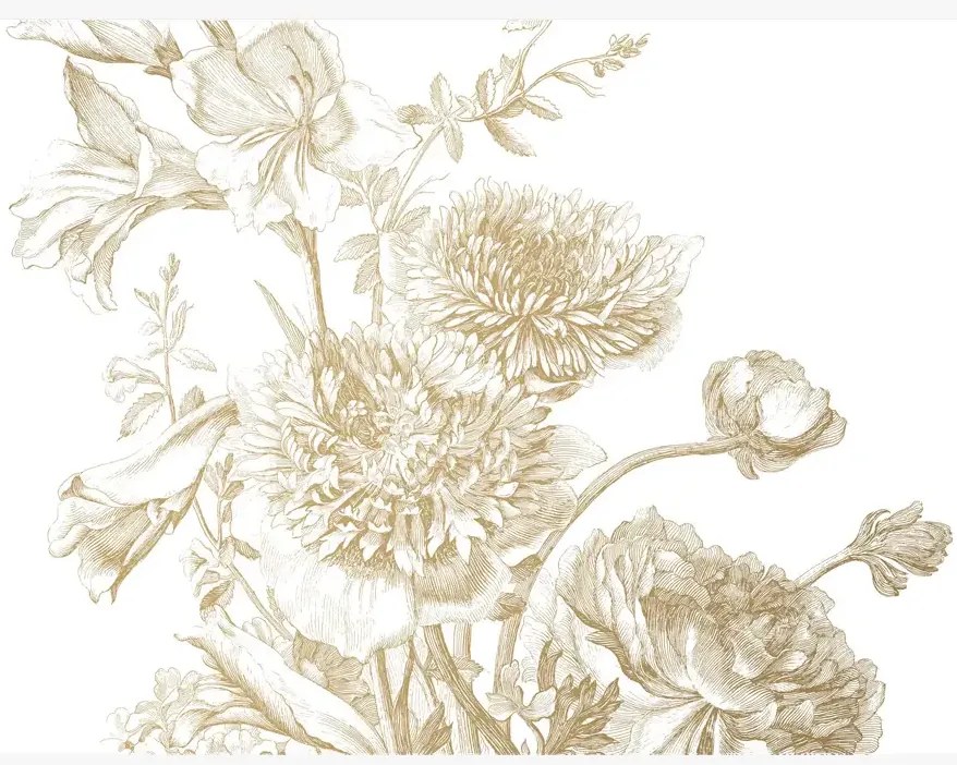KEK Amsterdam Carta da parati panoramica Engraved Flowers Gold 2 - XL