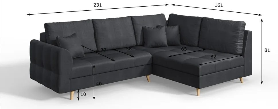 Divano angolare grigio scuro (angolo destro) Ariella - Ropez