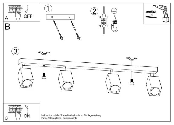 Sollux SL.1038 - Faretto KEKE 4xGU10/40W/230V quercia