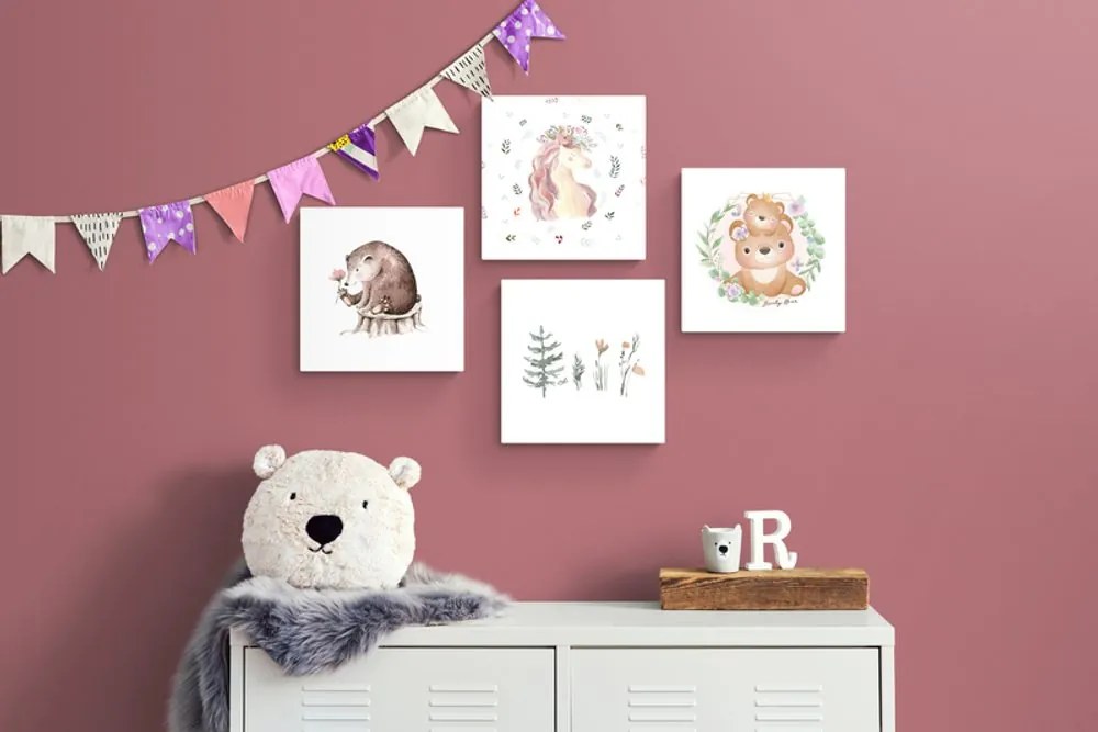 Set di quadri – Animali in tonalità tenui