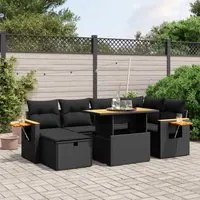 Set Divani da Giardino con Cuscini 7pz Nero Polyrattan 3276142