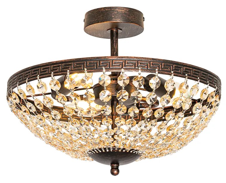 Plafoniera classica bronzo e cristallo 3 luci - Mondrian