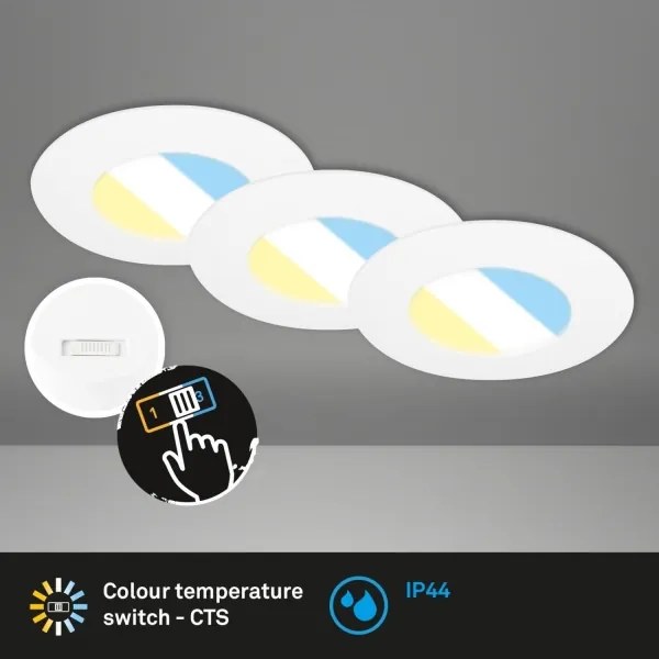 Briloner 7598036 -SET 3x Lampada LED da incasso per bagni LED/4,9W/230V IP44 bianco