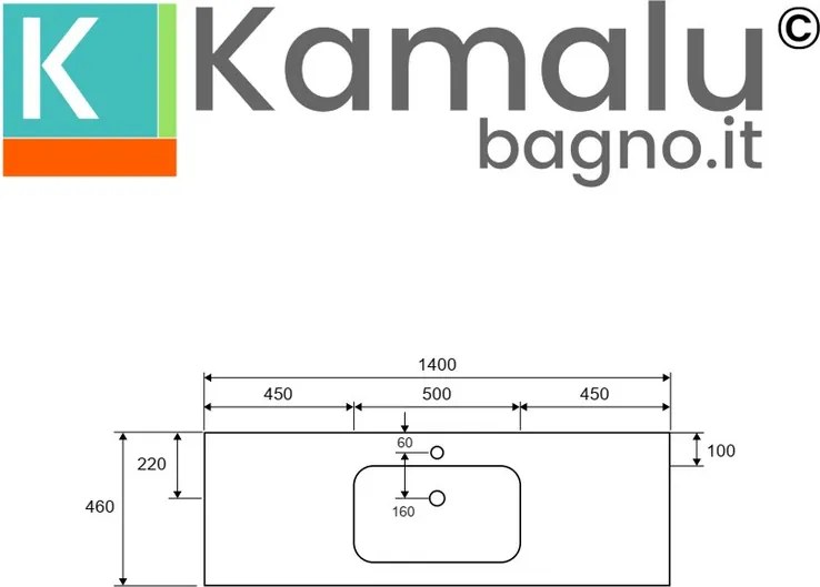 Lavabo da incasso per mobili 120 cm in solid surface | KLIT1200S - KAMALU