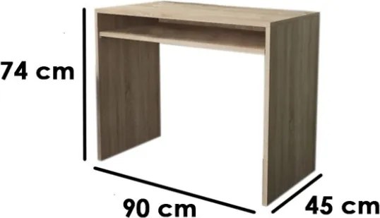Scrivania porta PC moderna In legno rovere 90x45xH74 cm con ripiano scorrevole