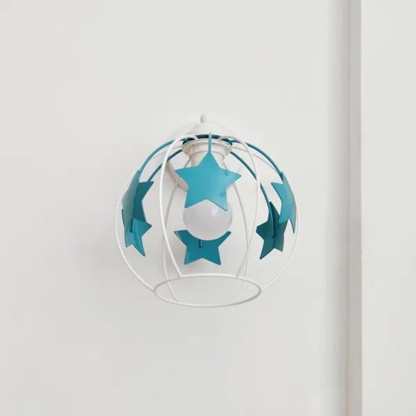 Applique per bambini STARS 1xE27/15W/230V turchese/bianco