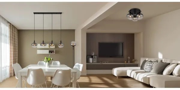 Globo 15548-3D - Lampadario a plafone MAXY 3xE27/40W/230V nero