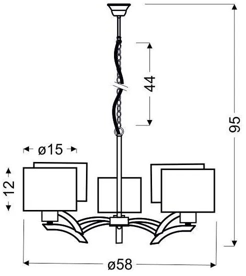 Lampadario a sospensione con filo DRAGA 5xE27/60W/230V beige/cromo lucido