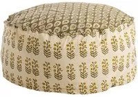 Pouf Reims Avorio con Foglia Fiore D65X25H - CHARME