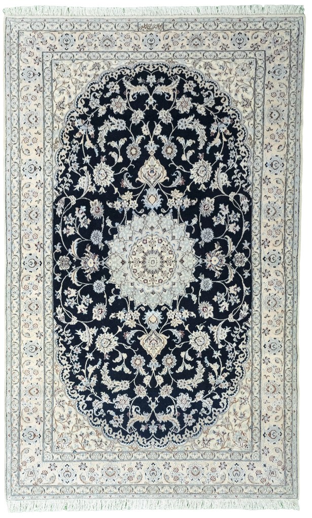 Nain Tappeto persiano 130x210 Blu (Iran) Annodato A Mano