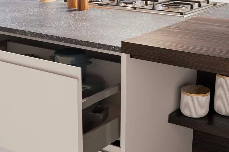 Cucina Moderna Flux Motus lineare con isola personalizzabile