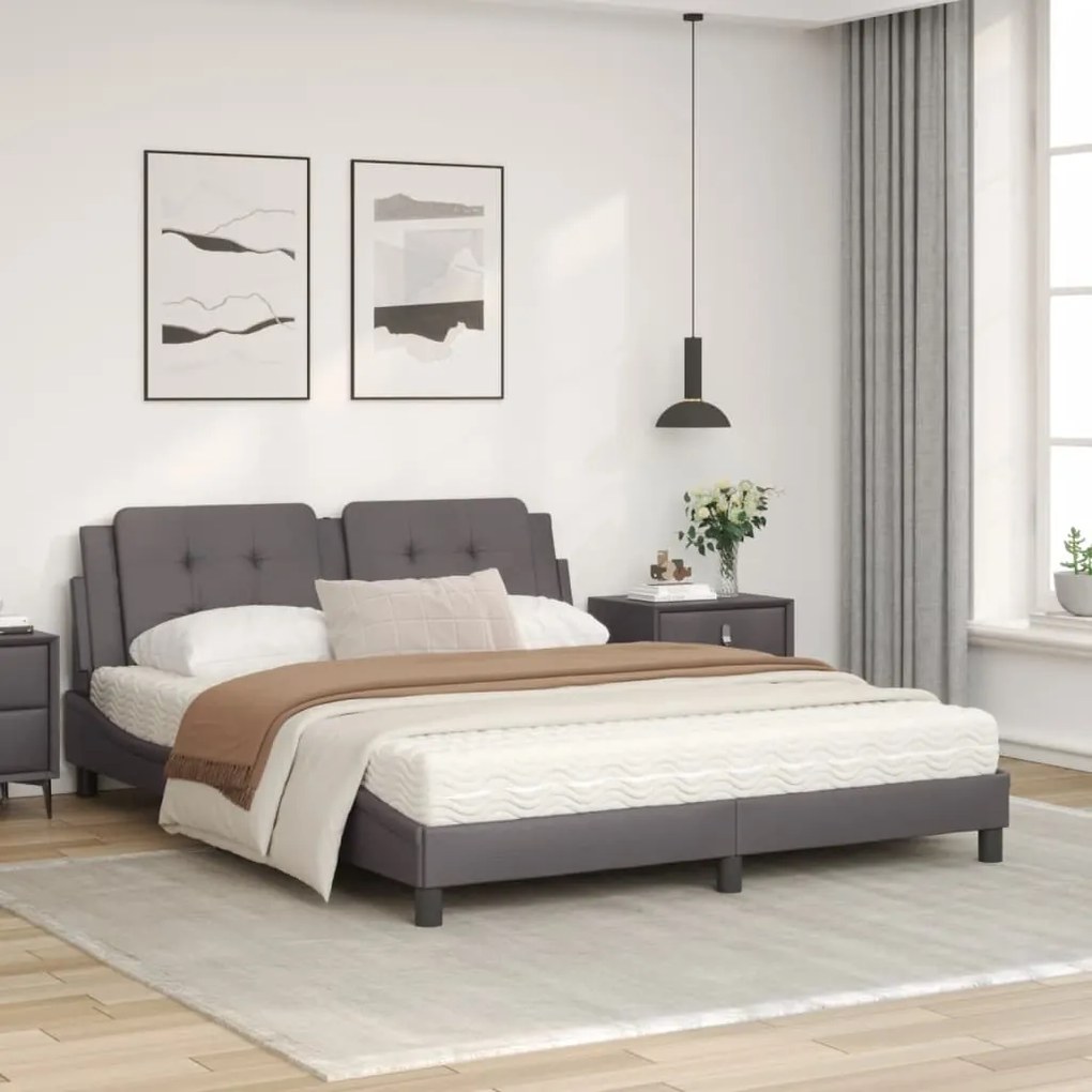 Letto con materasso grigio 160x200 cm in similpelle