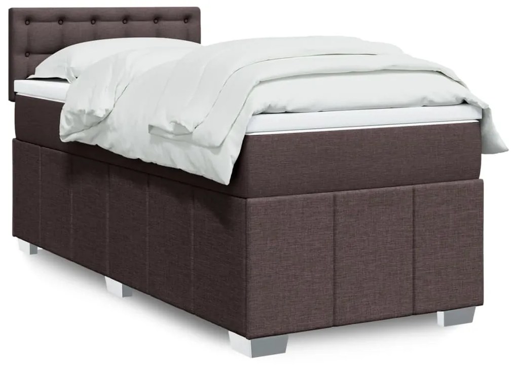 Giroletto A Molle Con Materasso Marrone Scuro 90x190cm Tessuto /