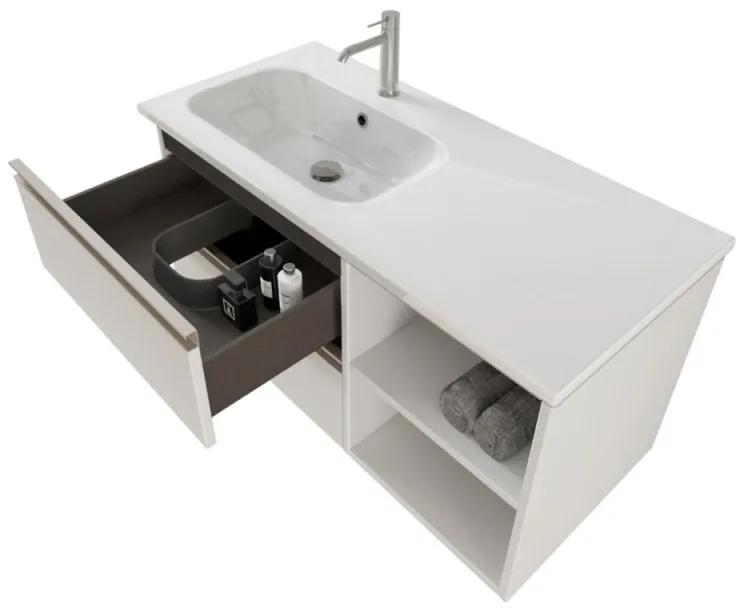 Mobile bagno sospeso 100 cm Master bianco con lavabo e specchio