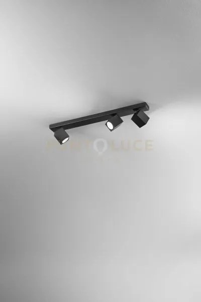 Plafoniera in alluminio colore nero oddy attacco 3 luci gu10  orien...