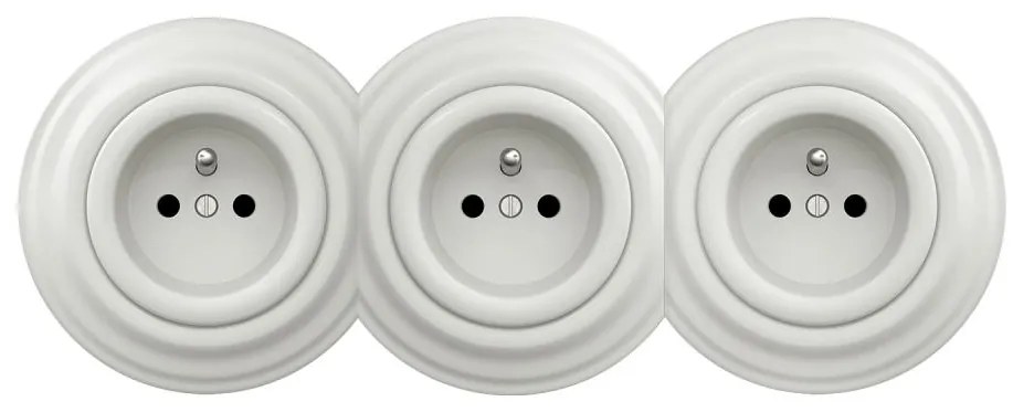 Kliklap - Presa a muro tripla in stile retrò con cornice 230V bianca
