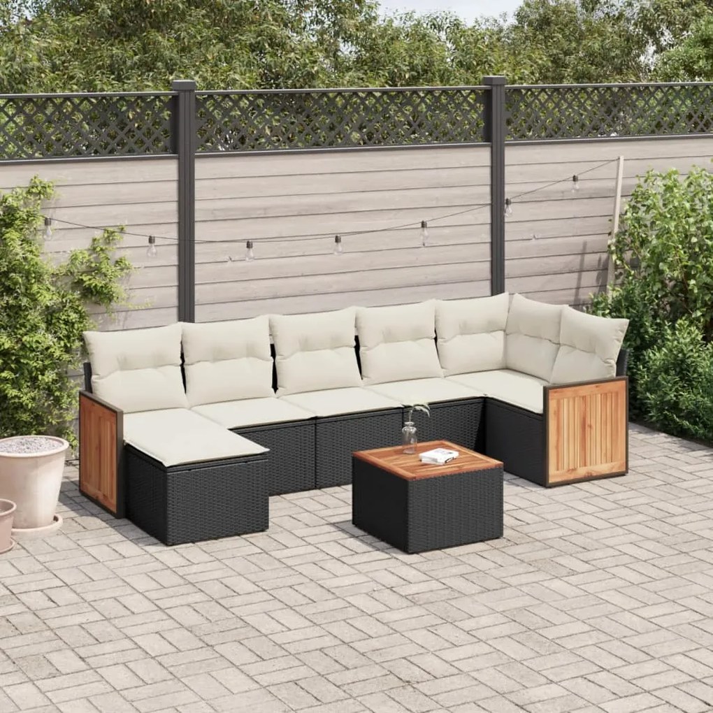 Set Divani da Giardino con Cuscini 8 pz Nero in Polyrattan