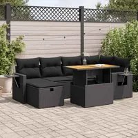 Set Divani da Giardino con Cuscini 8 pz Nero Polyrattan Acacia 3328028