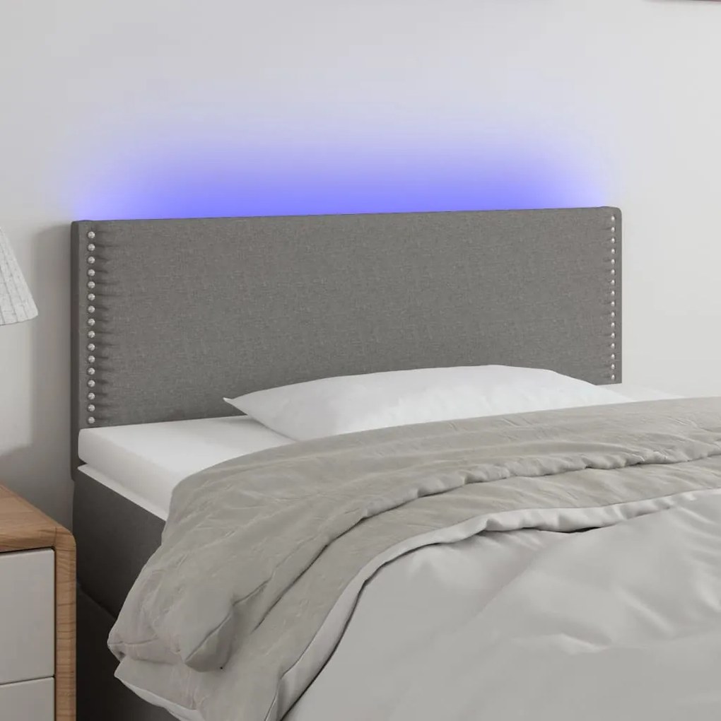 Testiera A Led Grigio Scuro 80x5x78/88 Cm İn Tessuto /