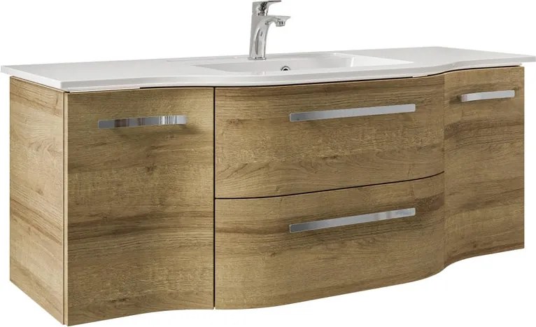 Mobile da bagno sospeso Contea di Pelipal L 126 x H 48 x P 49.5 cm rovere riviera, 2 cassetti 2 ante