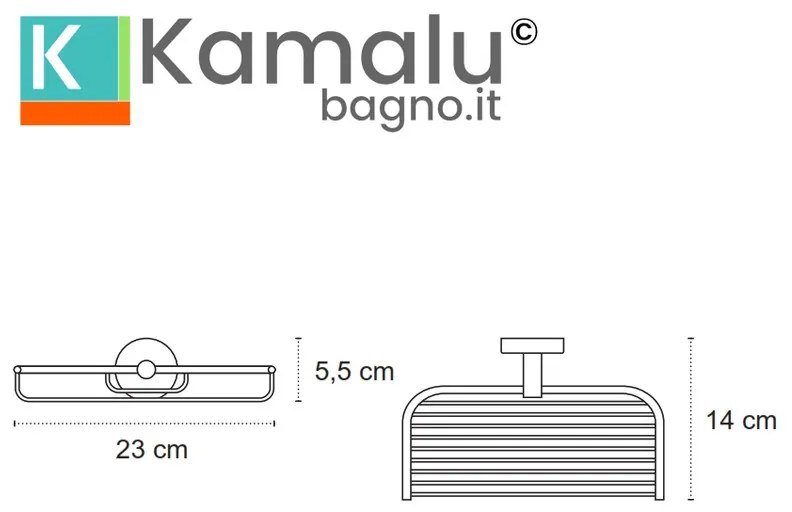 Kamalu - Portaoggetti doccia a griglia in acciaio inox nero opaco 23cm | MIRA-N