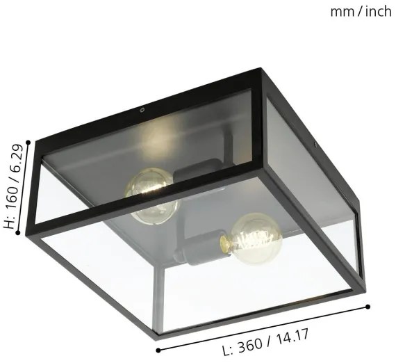 Eglo 49392 - Plafoniera CHARTERHOUSE 2xE27/60W/230V
