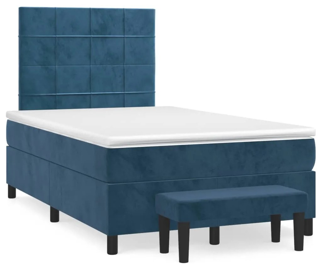 Giroletto A Molle Con Materasso Blu Scuro 120x190 Cm İn Velluto /