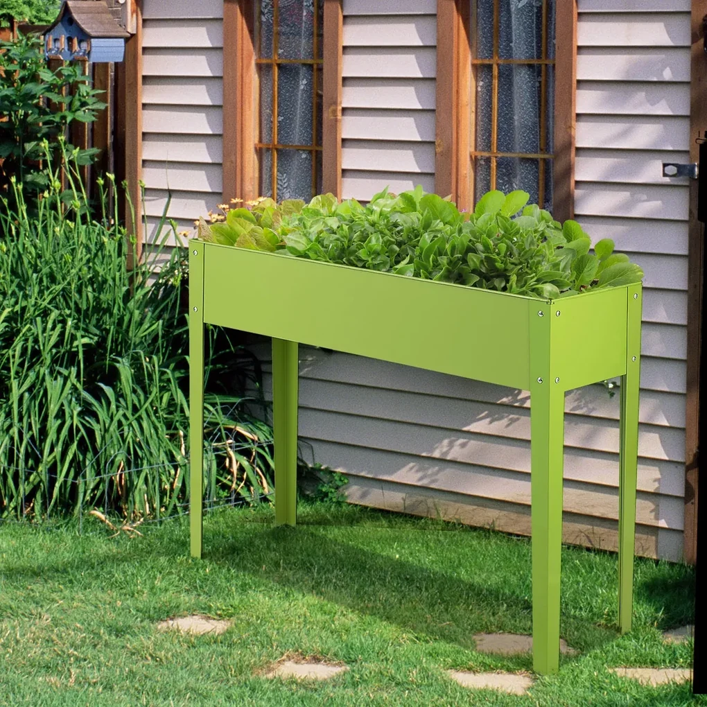 2x Aiuola Rialzata, Metallo, 4 Gambe, Fioriera, Vaso, Orto Da Giardino H X L X P 80 5 X 81 5 X 31 Cm Verde 84721958