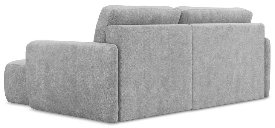 Divano angolare grigio chiaro allungabile/con contenitore (con penisola a destra/con chaise lounge) con rivestimento in ciniglia Lilo – Makamii