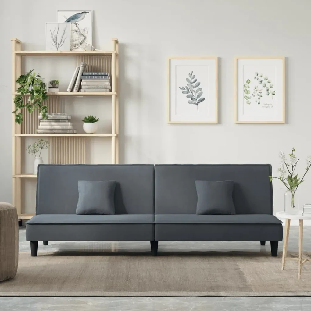 Divano letto grigio scuro in velluto